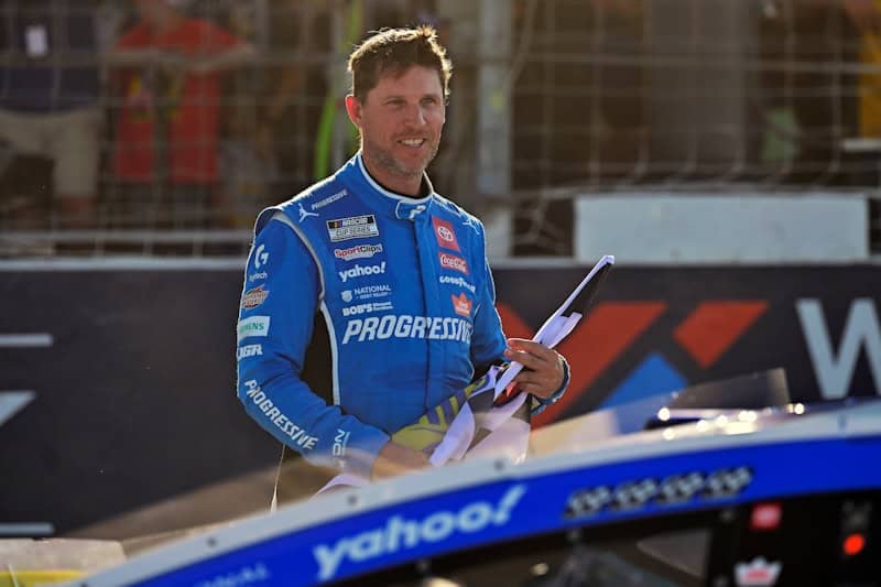 2025 Cup Gateway Denny Hamlin woohoo (Credit: Nigel Kinrade/NKP)