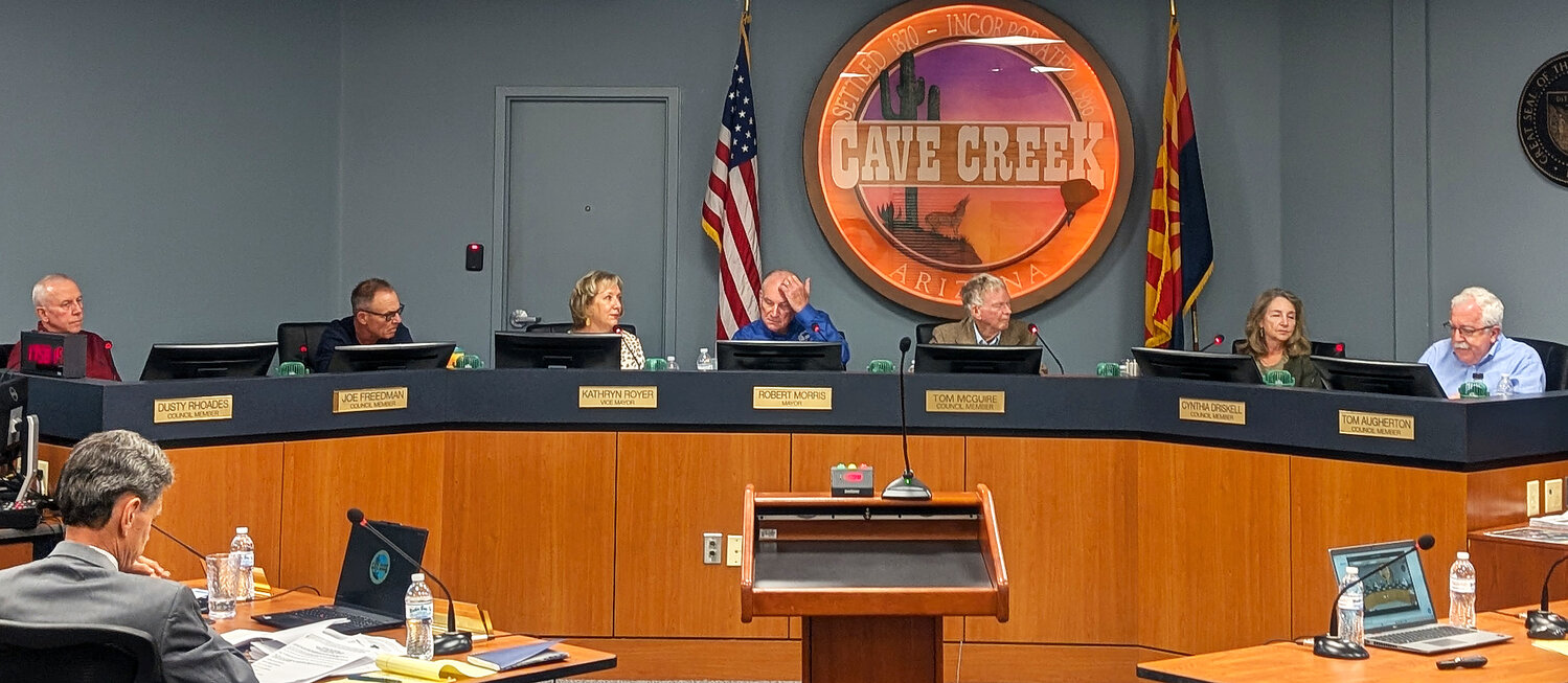 The Cave Creek Town council voted 5-2 to approve the purchase of a lot for grundwater rights with the Harquahala Valley Lndowners, LLC Oct. 24, 2025 in Cave Creek. (Independent Newsmedia/Jeff Wendt)
