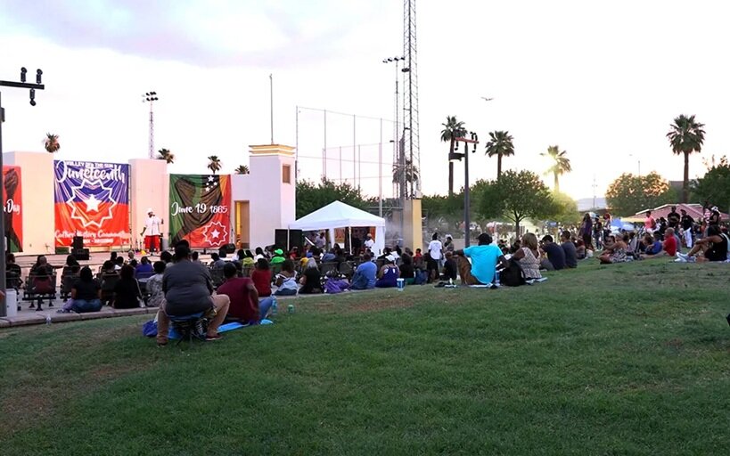 A Juneteenth celebration is held at Eastlake Park in Phoenix. The park, which is the oldest park in Phoenix, has deep historic roots in Phoenix’s Black community.