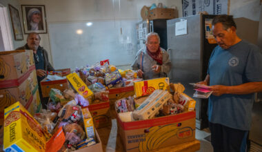 Food boxes are prepared at St. Vincent de Paul for those in need of help. (Courtesy of St. Vincent de Paul)