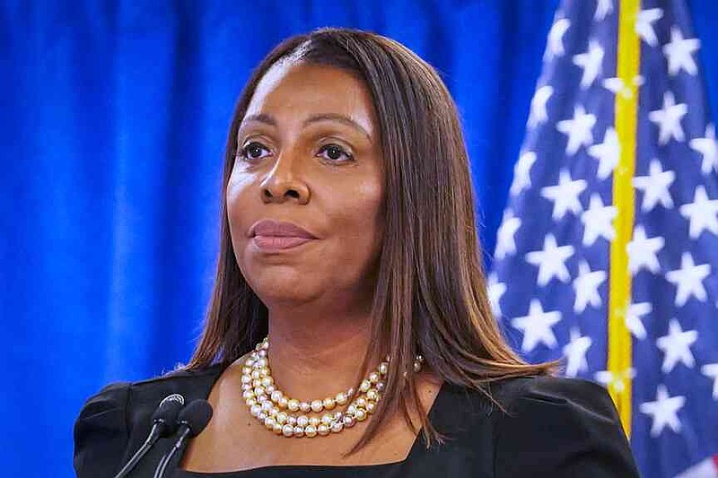 FILE - New York Attorney General Letitia James speaks during a press briefing, Feb. 16, 2024, in New York.  (AP Photo/Bebeto Matthews, File)