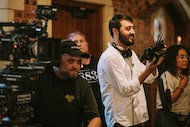 Merced Elizondo works behind the camera on the set of "The Mourning Of."