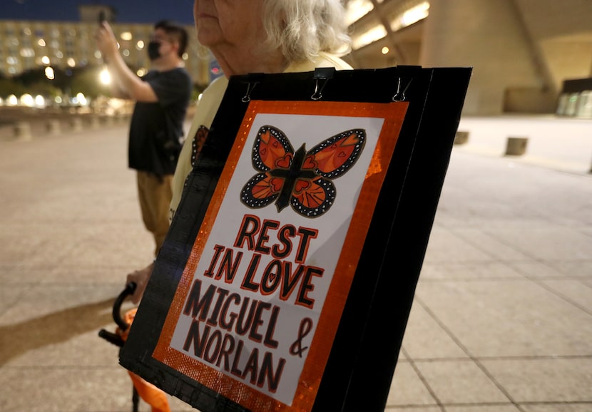A vigil for the ICE shooting victims was held at City Hall in Dallas, Texas, Friday, October...