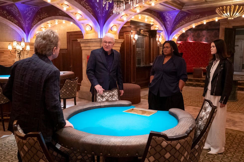 only murders in the building “tongue tied”  thwarted in their investigative podcast plans, mabel and oliver look for help from the arconia support staff — as charles dines with another suspect and gets caught up in “catching” more than he bargained for disneypatrick harbronsteve martin, da’vine joy randolph, selena gomez