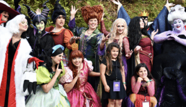 people in halloween costumes in a group