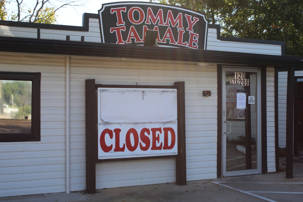 The Keller location for Tommy Tamale now displays a large "closed" sign at its storefront.