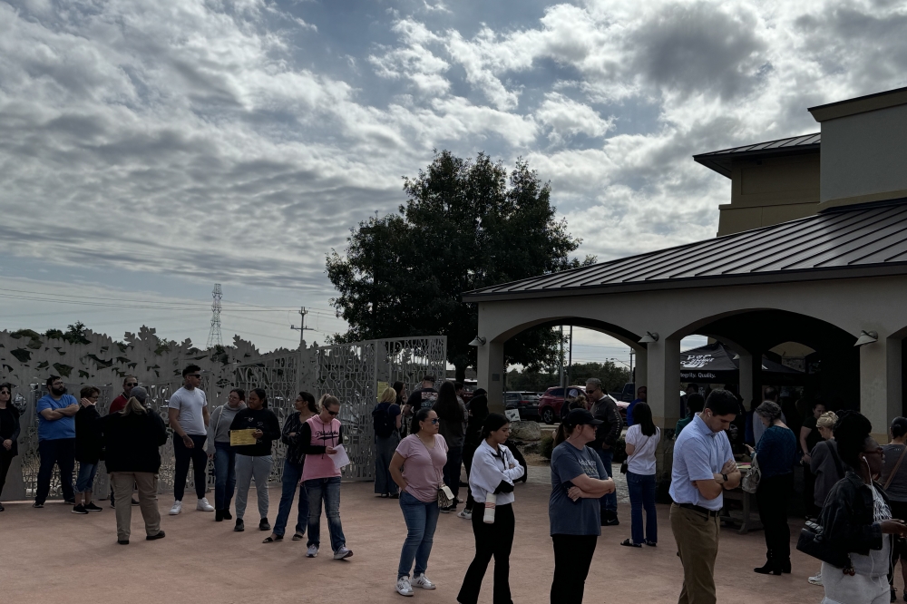 people stand in line outside to vote