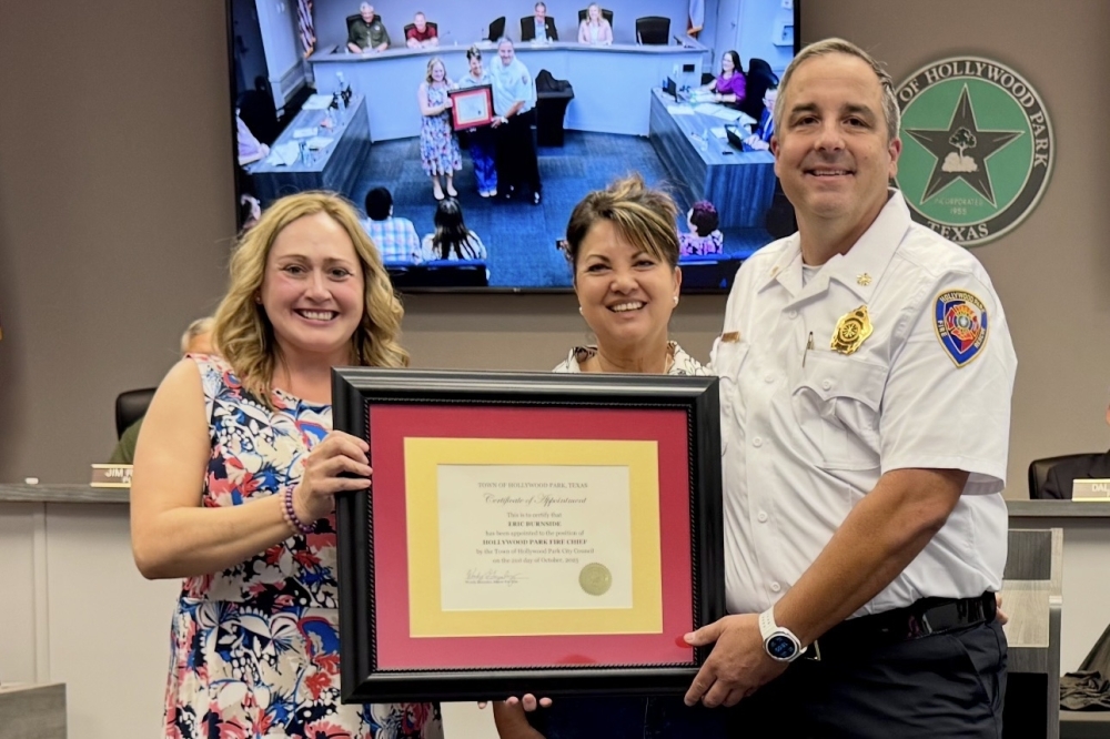 Eric Burnside was sworn in as fire chief after his time as interim fire chief, which began in 2024. (Courtesy Hollywood Park)