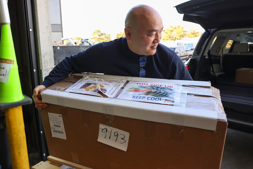 Tatsu makes a weekly drive to Dallas-Fort Worth International Airport to pick up cases of...