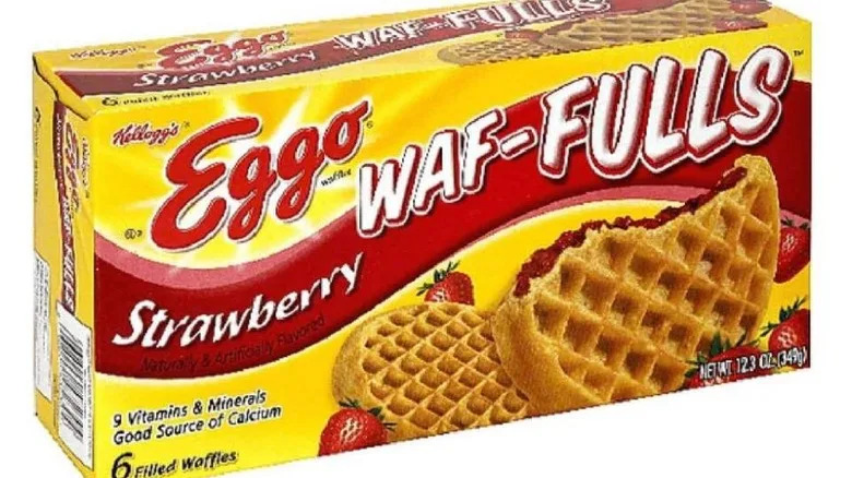 box of strawberry Eggo Waf-fulls on a white background