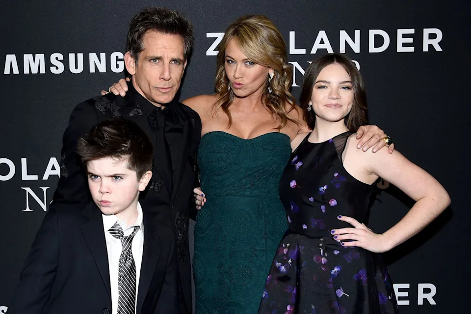 Dimitrios Kambouris/Getty Quin Stiller, Ben Stiller, Christine Taylor and Ella Stiller in 2016.