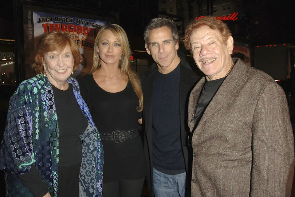 Stephen Shugerman/Getty Anne Meara, Christine Taylor, Ben Stiller and Jerry Stiller in 2006.