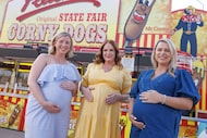 Three (very) pregnant ladies at the State Fair, from left: Taylor McPeak of Fernie's Funnel...