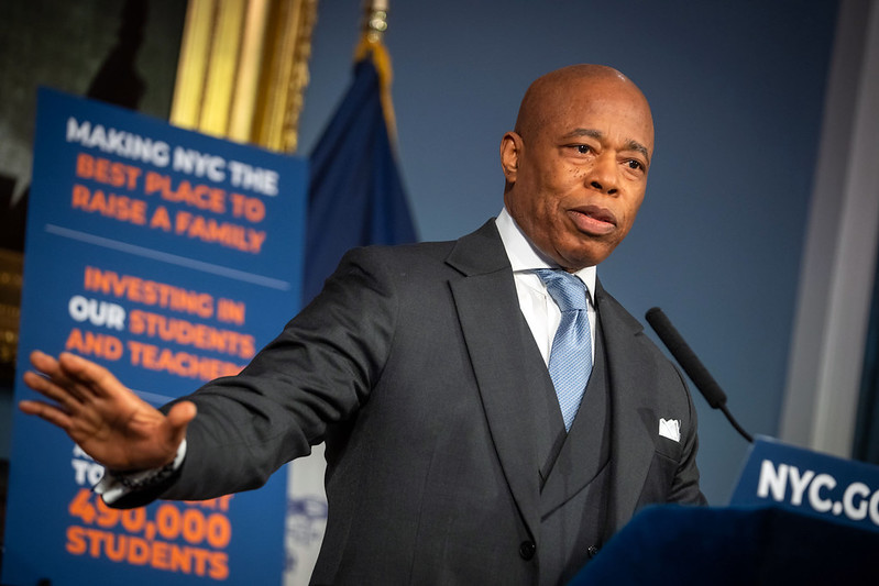 Mayor Eric Adams speaks announces new social services hub in Brooklyn