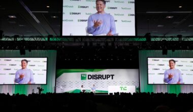 Editor-in-Chief & GM of TechCrunch, and Roelof Botha speak onstage during day one of TechCrunch Disrupt 2025 at Moscone Center on October 27, 2025 in San Francisco