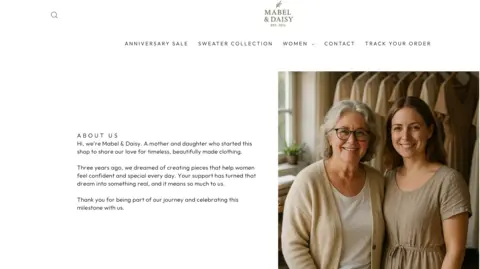 Mabel&Daisy A screengrab of a clothing website called Mabel & Daisy. 