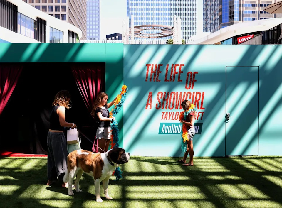 Fans visit an activation for Taylor Swift's "The Life of a Showgirl" at the Westfield Century City mall on Oct. 4.