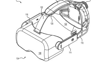 A patent for a Valve VR headset on a white background