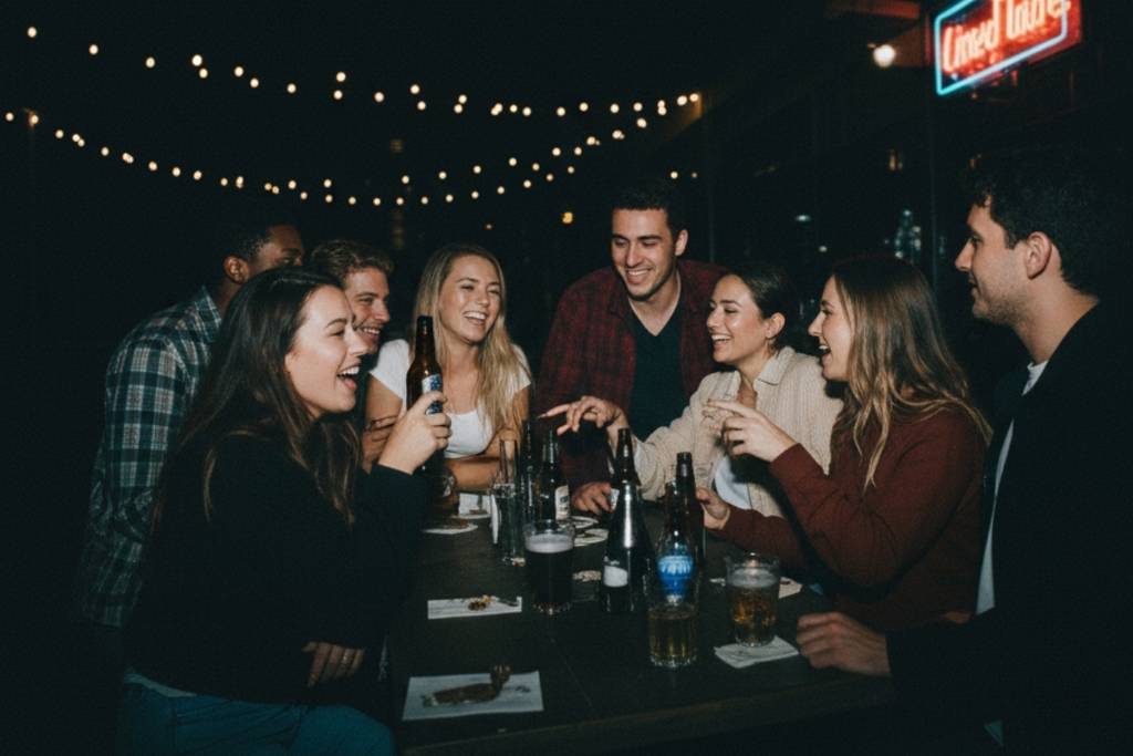 A group of friends hangs out