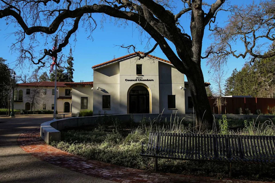 Atherton's Council Chambers, located at 80 Fair Oaks Lane. For the first time in nearly a decade, Atherton has lost its title as America's most expensive ZIP code, but California remains the nation's luxury housing powerhouse. (Yalonda M. James/The Chronicle)