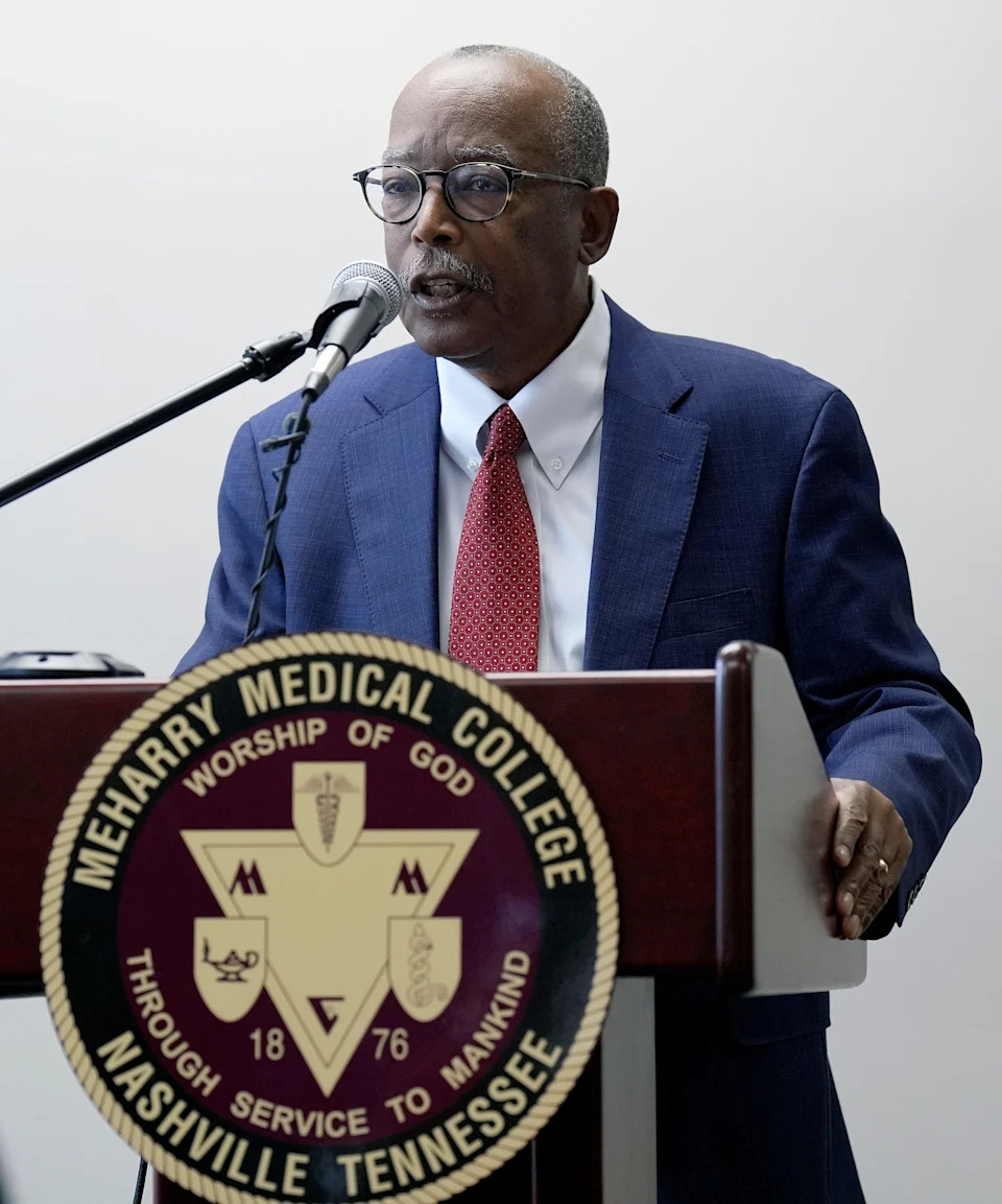 Vence Bonham, President and CEO of the Diaspora Human Genomics Institute, speaks at the Meharry Medical College's Center for Excellence in Clinical and Translational Research Monday, Oct. 6, 2025 in Nashville, Tenn. Meharry is launching a study to increase the global genomic database to include more people of African ancestry because they now only comprise 2% or less of the data. Expanding the database will help predict disease risks and guide prevention and treatment.