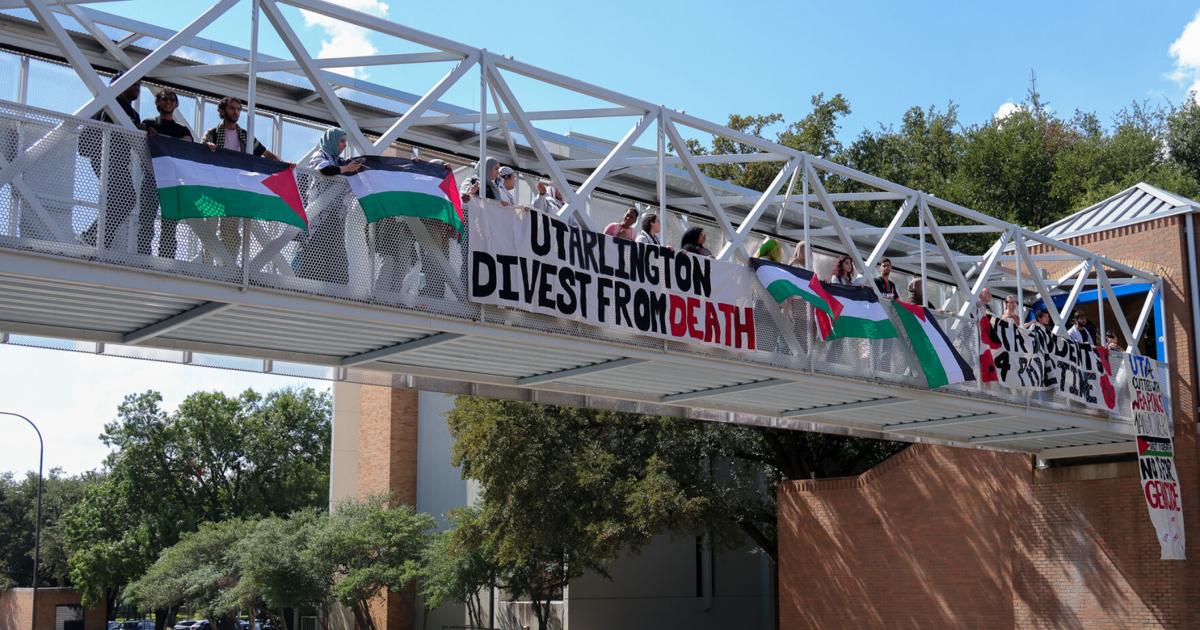 Students hold pro-Palestine protest on south bridge over Cooper Street | Campus