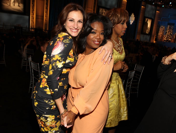 Actor Julia Roberts and Oprah Winfrey in the audience during the 38th AFI Life Achievement Award honoring Mike Nichols held at Sony Pictures Studios on June 10, 2010 in Culver City, California. 
