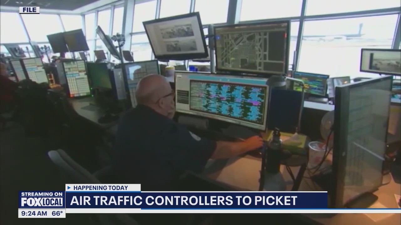 Air traffic controllers picketing at LAX