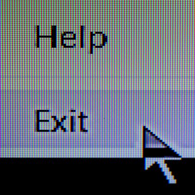 Cursor Pointing to word EXIT on a Computer Screen