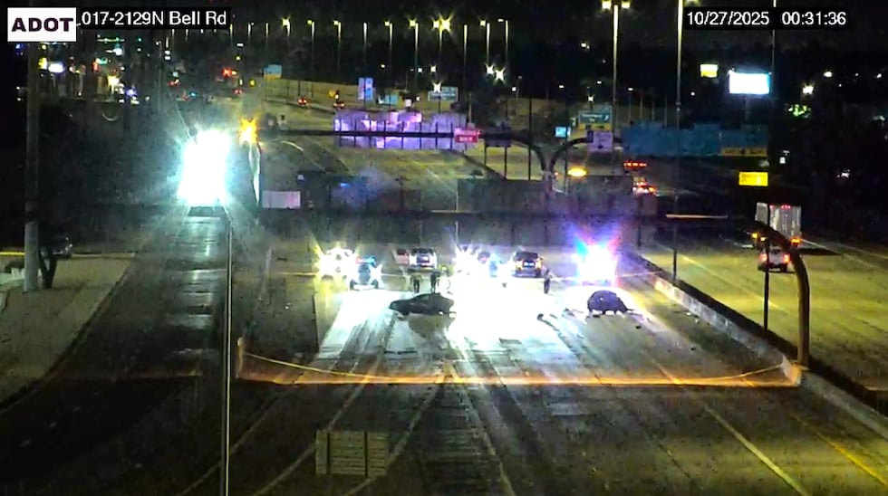 DPS troopers respond to a reported two-vehicle crash on Interstate 17 south of Bell Road.