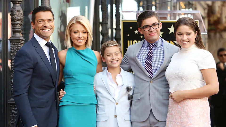 Kelly Ripa and Mark Consuelos with their children attend the ceremony honoring Kelly Ripa with a Star on The Hollywood Walk of Fame held on October 12, 2015 in Hollywood, California.