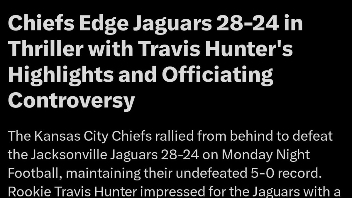 Twitter artificial intelligence error on Jaguars-Chiefs NFL score