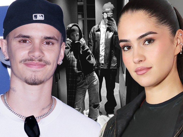 Romeo Beckham left, Kim Turnbull instagram getty