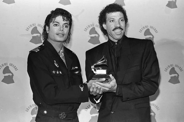 Bettmann Archive Michael Jackson and Lionel Richie with their Grammy Award for