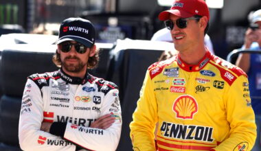 An image of Team Penske NASCAR drivers Ryan Blaney and Joey Logano