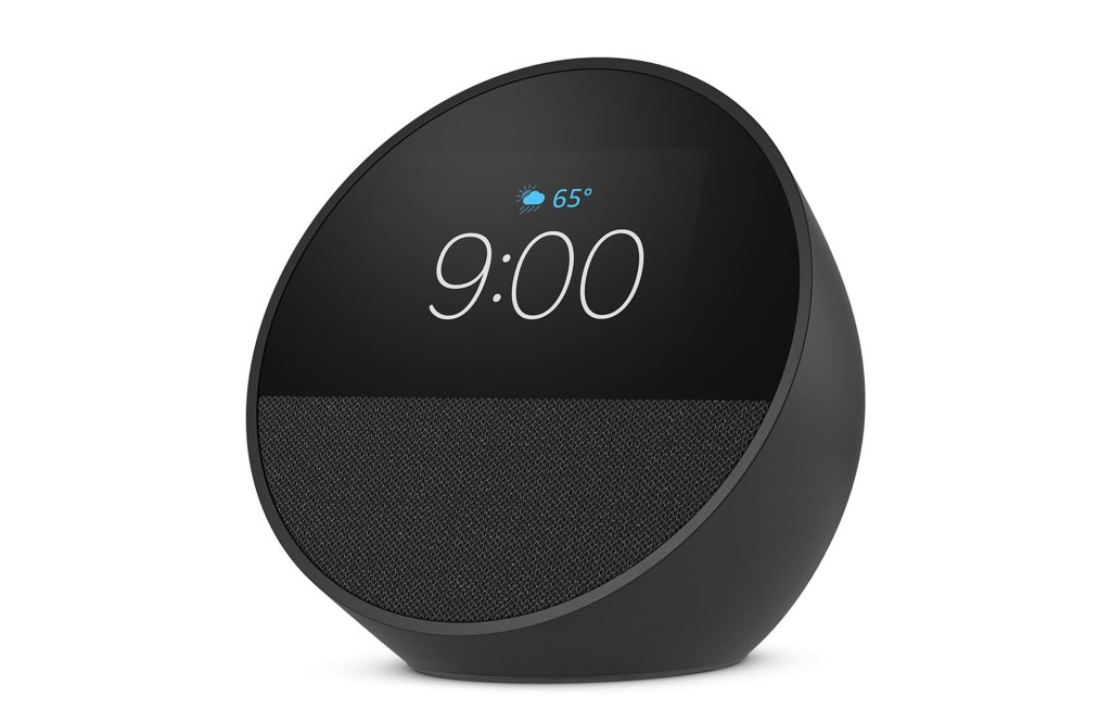 Amazon Echo Spot (newest model), Great for nightstands, offices and kitchens, Smart alarm clock that works with our smartest AI assistant - Alexa+, Black