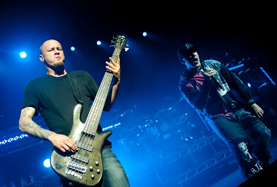 Rivers and Fred Durst perform at Brixton Academy in London, England, on May 29, 2012. WireImage