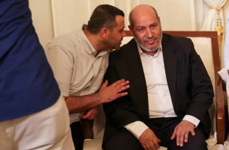 Hamas official Khalil Al-Hayya sits at a mourning house for assassinated Hamas chief Ismail Haniyeh in Doha, Qatar, August 2, 2024. (credit: REUTERS/IBRAHEEM ABU MUSTAFA)