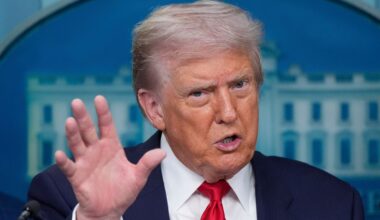 President Donald Trump speaks with reporters in the James Brady Press Briefing Room at the White House, Monday, Aug. 11, 2025, in Washington. (AP Photo/Alex Brandon)