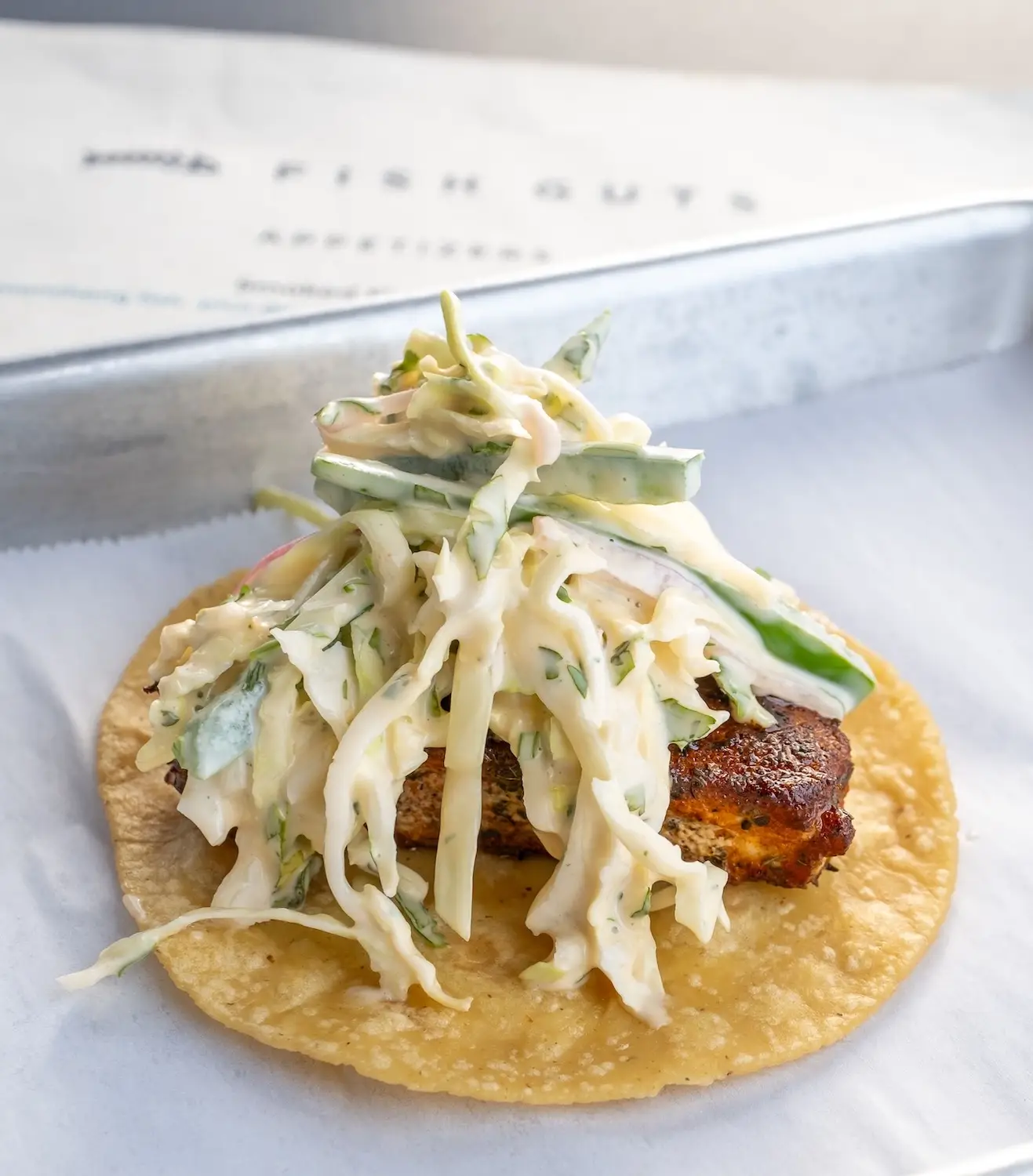 Food from San Diego's best taco shops including Fish Guts fish taco in Barrio Logan 