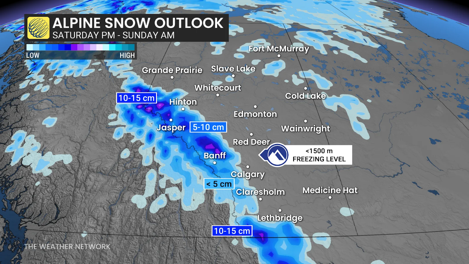 Alberta alpine snow outlook this weekend