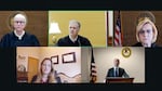 The Ninth Circuit Court of Appeals heard arguments on Oct. 9, 2025, about the Trump administration's efforts to federalized 200 members of the Oregon National Guard. The panel was made up of Judges Susan Graber (top left) Ryan Nelson (center), Bridget Bade (top right). Stacy Marie Chaffin (bottom left), an assistant attorney general with the Oregon Department of Justice, argued for the city and state. The Trump administration was represented by Eric McArthur (bottom right), with the U.S. Department of Justice.