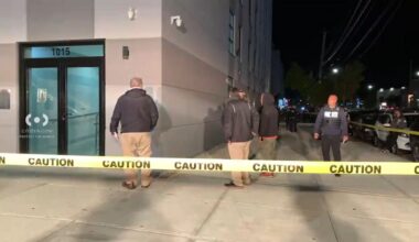 During a struggle on Gun Hill Road, one officer fell and hit his head, while another opened fire, striking the suspect twice. (Citizen APP via Spectrum News NY1)