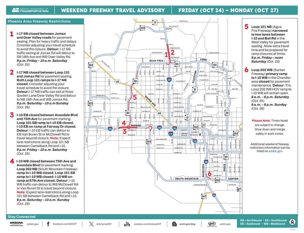 Closures or lane restrictions for freeway improvement projects are scheduled at times in the...