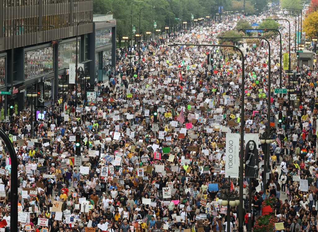 'No Kings' protest in downtown Chicago