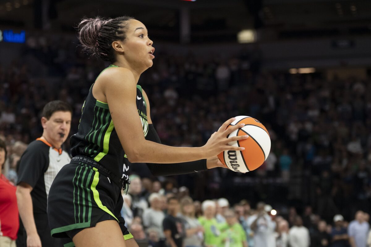 Minnesota Lynx forward Napheesa Collier (24) shoots against the Phoenix Mercury in the first half during game two of the second round for the 2025 WNBA Playoffs at Target Center.