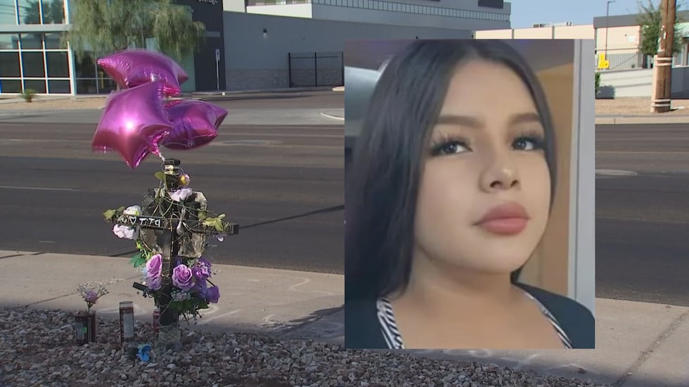 A memorial is set up to remember 16-year-old Paulina Ochoa who was hit and killed while...