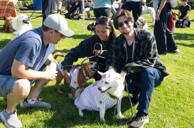 Brian Eichenberg, Moneeq Hernandez, and Johnny Eichenberg with dogs Rosie...