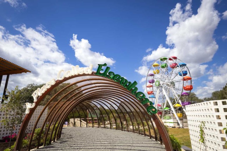 A 15-foot flower tunnel is another of Elsewhere Too's whimsical features.