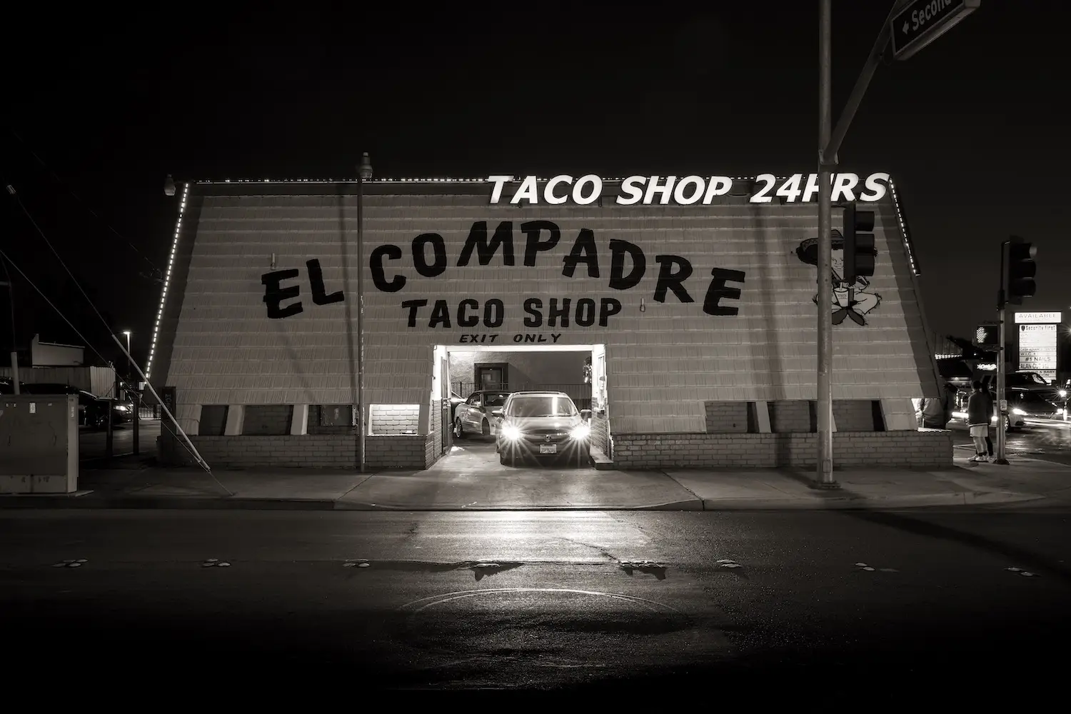 San Diego taco shop, El Compadre Taco Shop, as captured by photographer Michael Williams in his exhibit Taco Stand Vernacular 